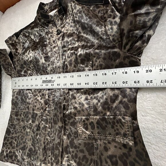 RoFa Moden Women's Metallic Leopard Print Jacket Size 16 Zip-Up Utility Style - Picture 6 of 7